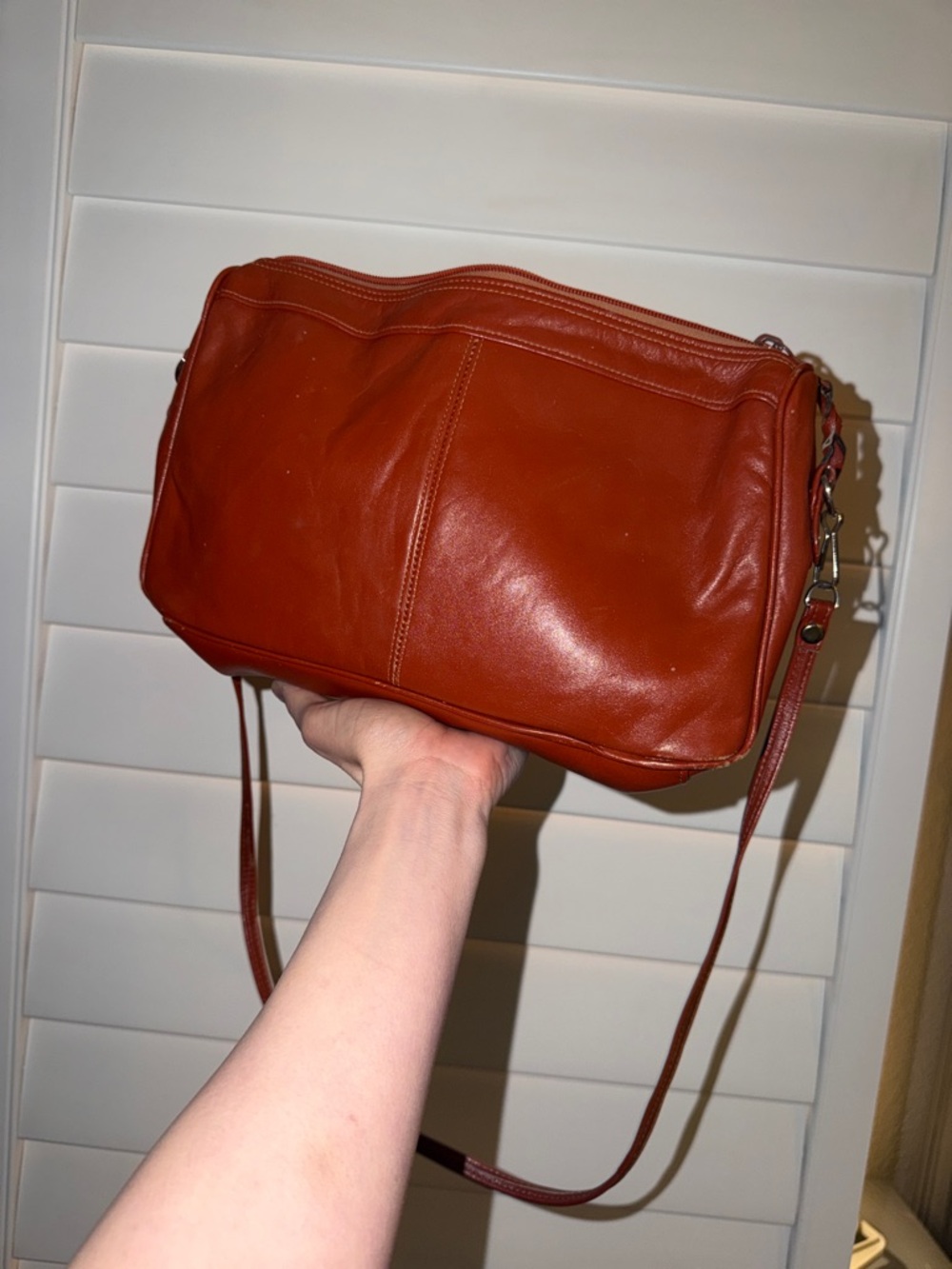 Classic Leather Crossbody Bag in Rich Rust